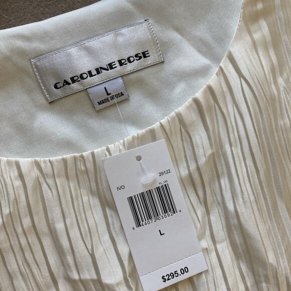 Caroline Rose Plisse Pants Set 2 Piece New Top Sz L Pants Sz M Ivory - Picture 7 of 16